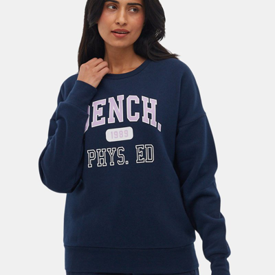 Shop Bench Dna Womens Maryem Varsity Crew Neck Sweatshirt In Blue