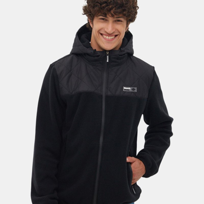Shop Bench Dna Mens Tatra Zip-up Hooded Polar Fleece Jacket In Black