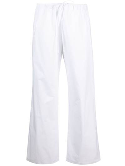 Shop Matteau Drawstring Wide-leg Trousers - Women's - Organic Cotton In White