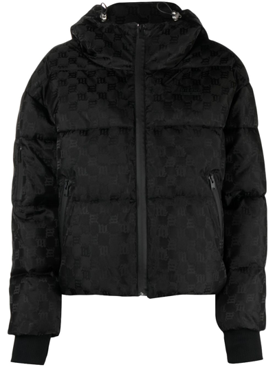 Shop Misbhv Black Logo Jacquard Hooded Ski Jacket