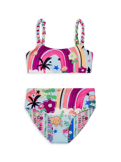Shop Agua Bendita Little Girl's & Girl's Diving Into Dreams Beverly Naif Reversible Bikini In Neutral