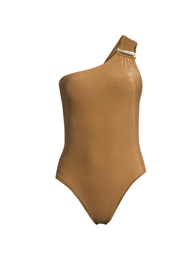 Shop Lenny Niemeyer Swim Women's Destinos Asymmetric One-piece Swimsuit In Amber