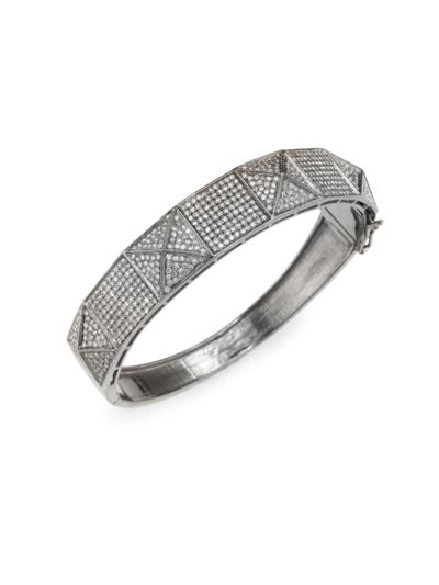 Shop Nina Gilin Diamond Pavé Bracelet In Black Rhodium Silver