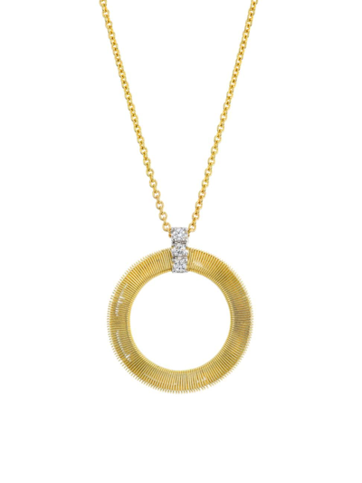 Shop Marco Bicego Women's Masai 18k Yellow Gold & Diamond Coil Circle Pendant Necklace In Gold Diamond