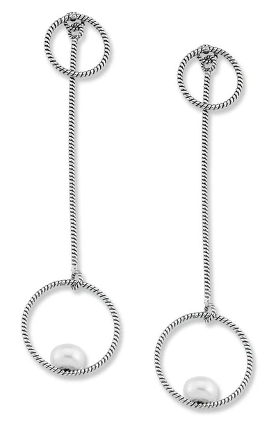 Samuel B. Sterling Silver Pearl Open Circle Drop Earrings In Silver