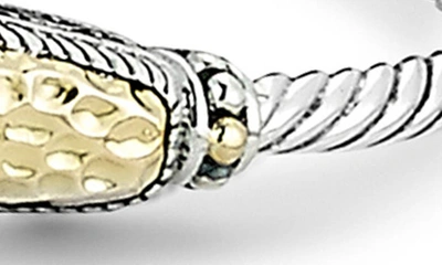 Samuel B. Sterling Silver & Hammered 18k Gold End Bangle In Silver/ Gold
