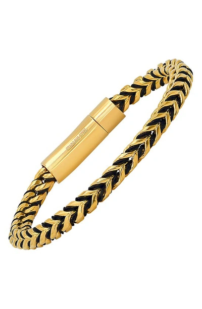 Shop Hmy Jewelry 18k Gold Plated Stainless Steel Wheat Chain Bracelet In Yellow