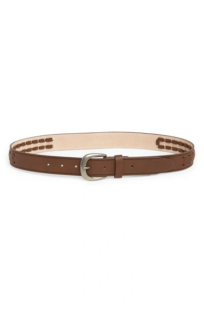 Shop Vince Camuto Burnished Lace Faux Leather Belt In Bark