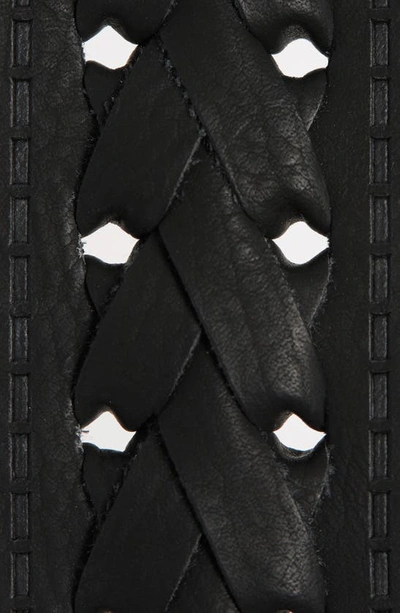 Shop Vince Camuto Burnished Lace Faux Leather Belt In Black