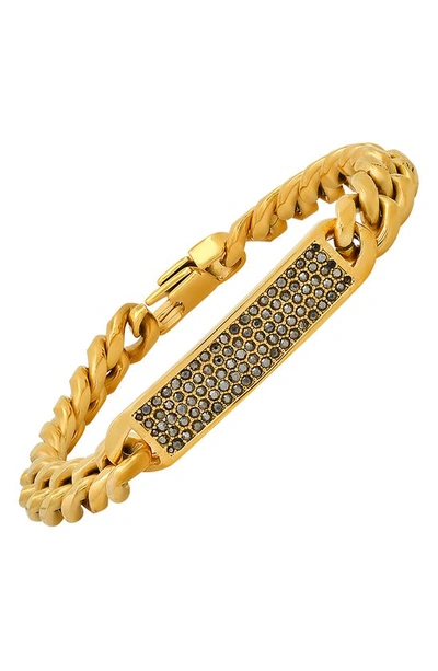 Shop Hmy Jewelry Crystal Pavé Bar Chain Bracelet In Gold