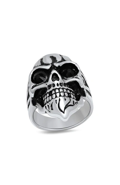 Shop Hmy Jewelry Skull Ring In Metallic Silver