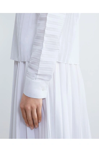 Lafayette 148 Pleated Button-up Shirt In White