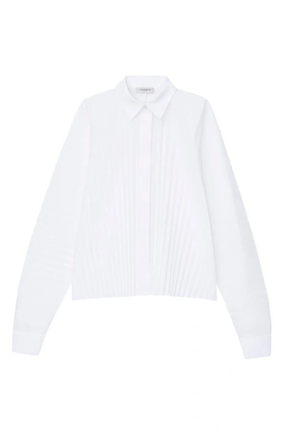Lafayette 148 Pleated Button-up Shirt In White