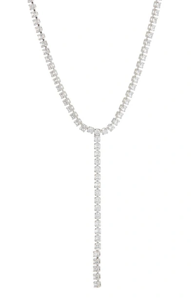 Shop Nordstrom Rack Dainty Cz Y-drop Necklace In Clear- Silver