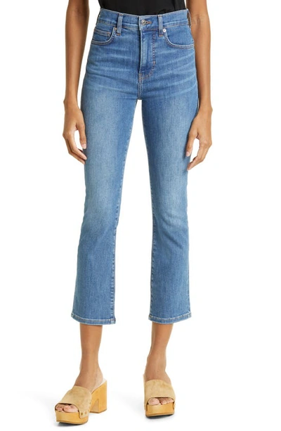 Shop Veronica Beard Carly High Waist Crop Kick Flare Jeans In Siera