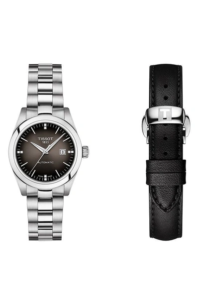Tissot T-my Diamond Automatic Bracelet Watch & Leather Strap Gift Set, 29.3mm In Anthracite