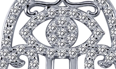 Shop Lafonn Platinum Bonded Sterling Silver Pavé Simulated Diamond Hamsa Pendant Necklace In White