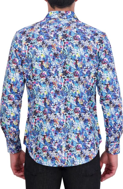 Robert Graham Abstract Floral Print Cotton Button-up Shirt In Blue Multi