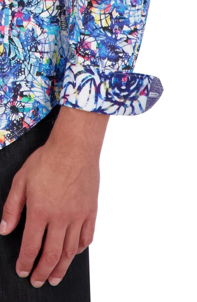 Robert Graham Abstract Floral Print Cotton Button-up Shirt In Blue Multi