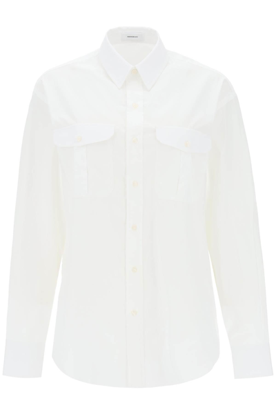 Shop Wardrobe.nyc Maxi Shirt In Cotton Batista In White
