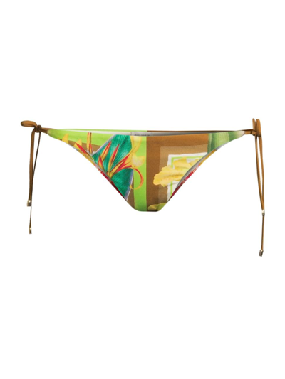 Shop Lenny Niemeyer Swim Women's Destinos Printed String Bikini Bottom In Carres