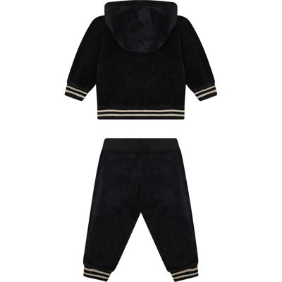 Shop Moschino Black Brushed Cotton Set For Baby Girl
