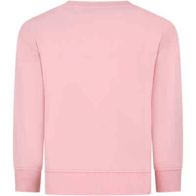 Shop Moschino Pink Sweatshirt For Girl With Teddy Bears And Logo