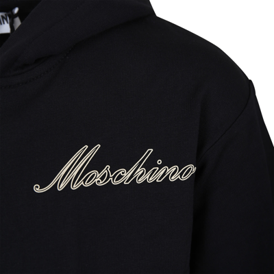 Shop Moschino Black Tracksuit For Girls With Logo