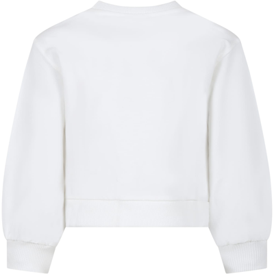 Shop Moschino White Sweatshirt For Girl With Teddy Bear And Heart