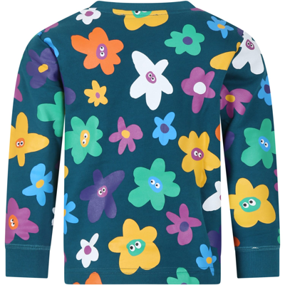 Shop Stella Mccartney Green Sweatshirt For Girl With Flowers