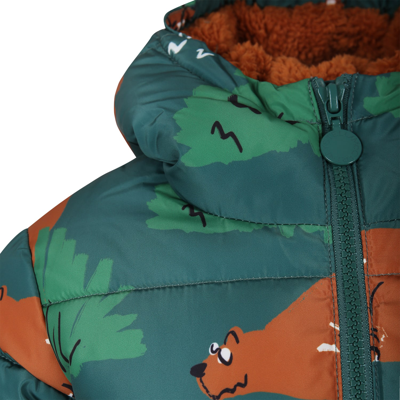 Shop Stella Mccartney Down Jacket For Kid With All-over Bears Print In Green