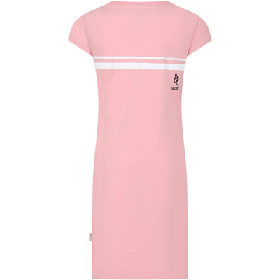 Shop Gcds Mini Pink Dress For Girl With Logo