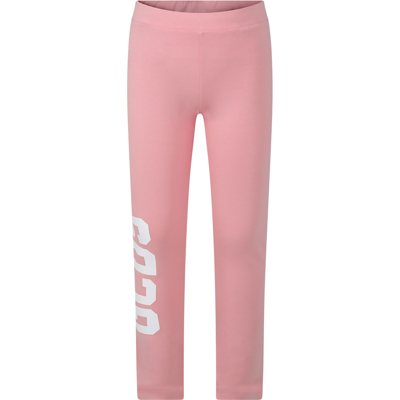 Shop Gcds Mini Pink Leggings For Girl With Logo