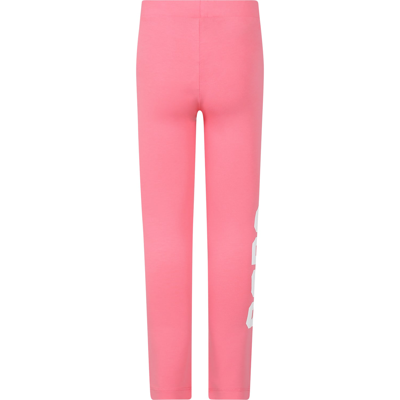 Shop Gcds Mini Pink Leggings For Girl With Logo In Fuchsia