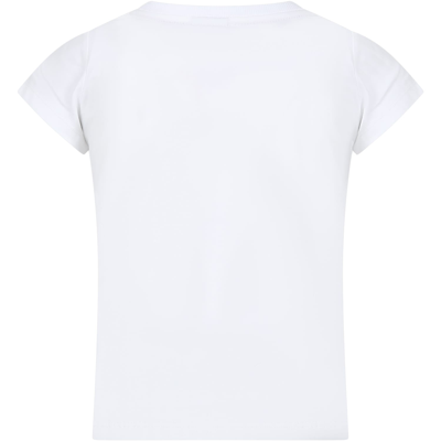 Shop Gcds Mini White T-shirt For Girl With Patterned Logo