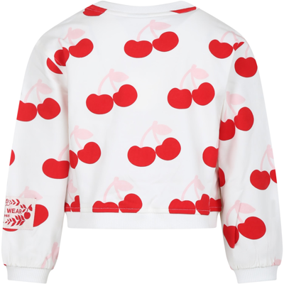 Shop Gcds Mini White Sweatshirt For Girl With Cherries