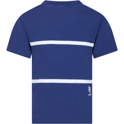 Shop Gcds Mini Blue T-shirt For Boy With Logo