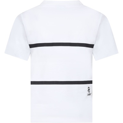 Shop Gcds Mini White T-shirt For Girl With Black Logo
