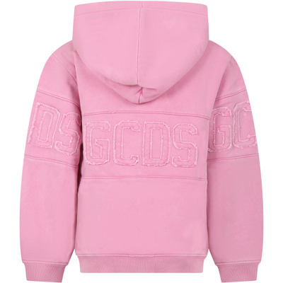 Shop Gcds Mini Pink Sweatshirt For Kids With Logo