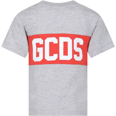 Shop Gcds Mini Grey T-shirt For Kids With Logo