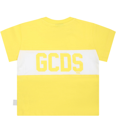 Shop Gcds Mini Yellow T-shirt For Babykids With Logo
