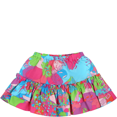 Shop Versace Multicolor Skirt For Girl With Logo And Print