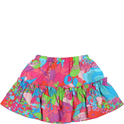 Shop Versace Multicolor Skirt For Girl With Logo And Print