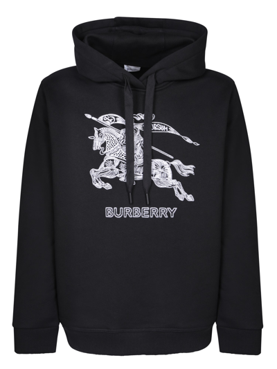 Shop Burberry Ekd Logo Black Hoodie