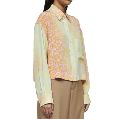 Shop Stella Mccartney Printed Silk Shirt In Orange