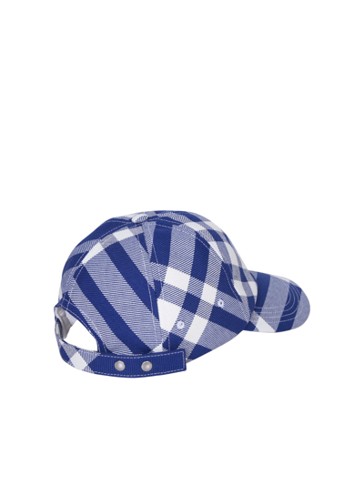Shop Burberry Tartan Pattern Blue Hat
