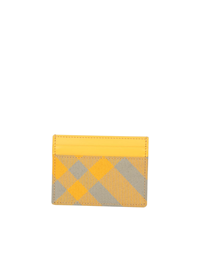Shop Burberry Check Motig Sage Green/ Yellow Cardholder