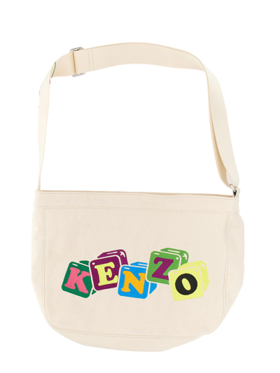 Kenzo Canvas Shoulder Bag In Ecru