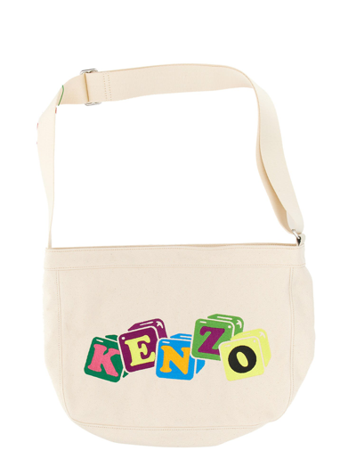 Kenzo Canvas Shoulder Bag In Ecru