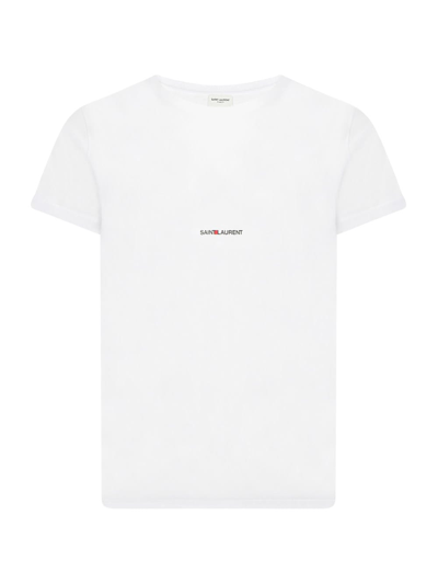Saint Laurent Logo-print Cotton T-shirt In White